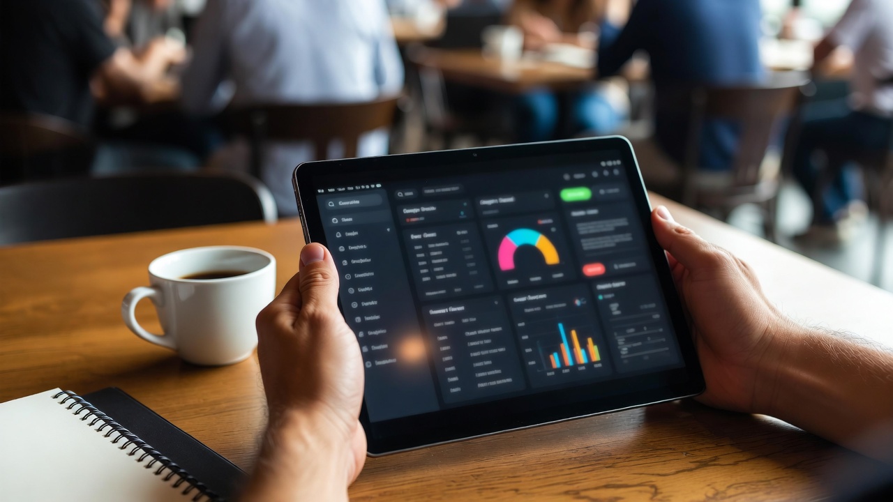 Sales dashboard on a tablet screen